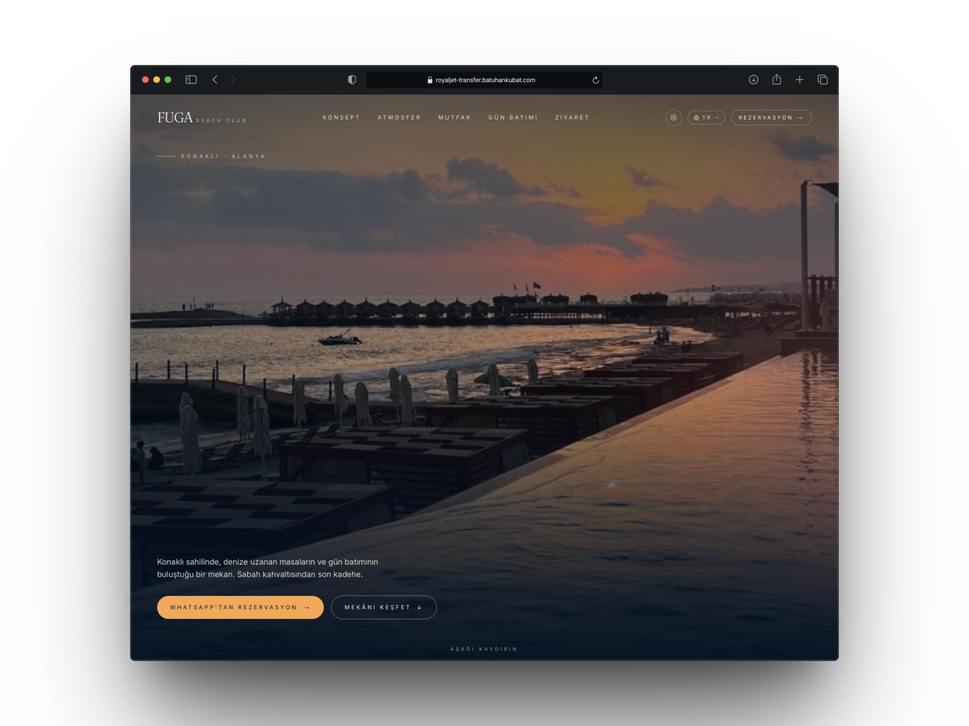 Fuga Beach Club — Alanya web sitesi tasarım örneği (Batuhan Kubat)